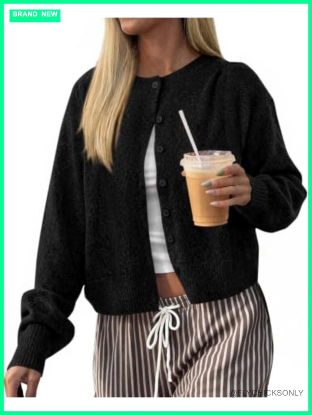 Lightweight Knit Cardigan Sweater for Women - Textured Heathered Cropped
